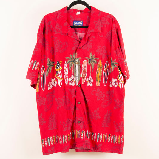 Camisa hawaiana rojo (2XL) Palmwave