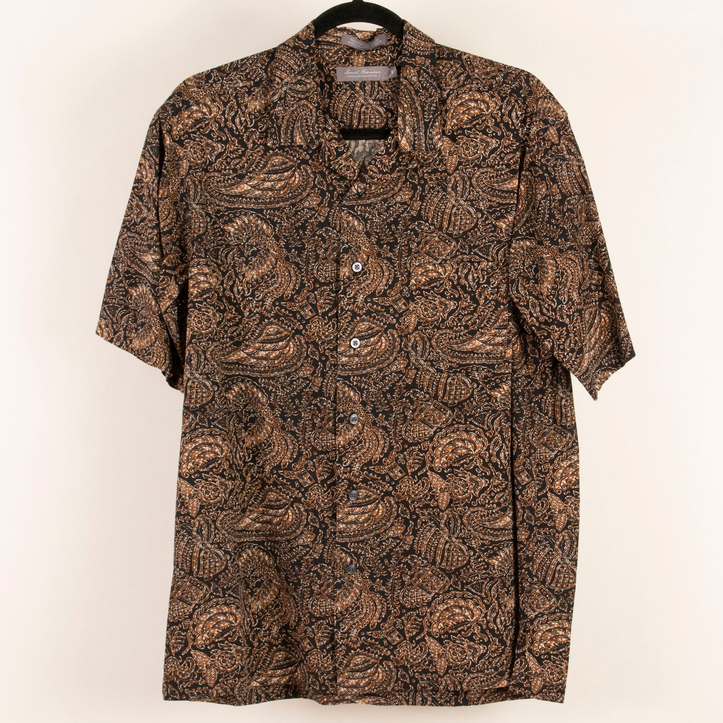 Camisa estampada cafe (S) Daniel Cremieux