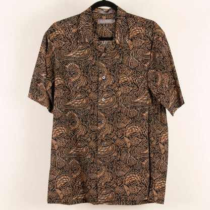 Camisa estampada cafe (S) Daniel Cremieux