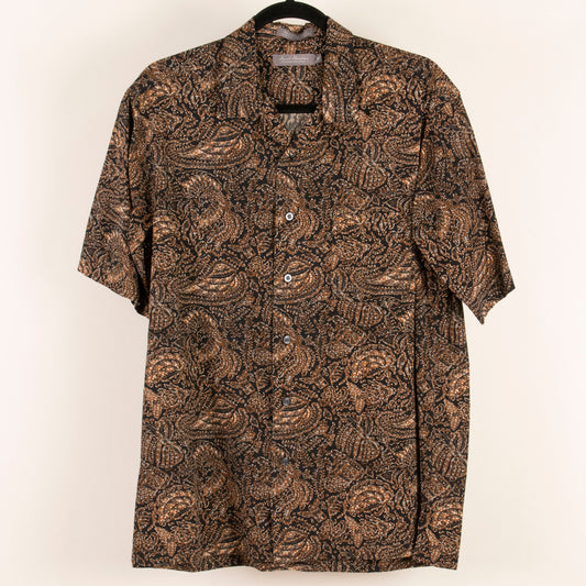 Camisa estampada cafe (S) Daniel Cremieux