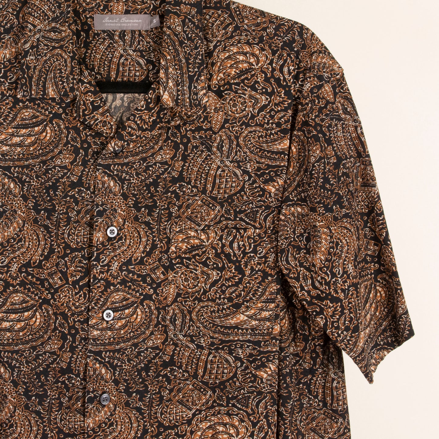 Camisa estampada cafe (S) Daniel Cremieux