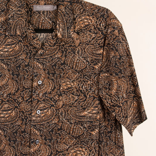 Camisa estampada cafe (S) Daniel Cremieux