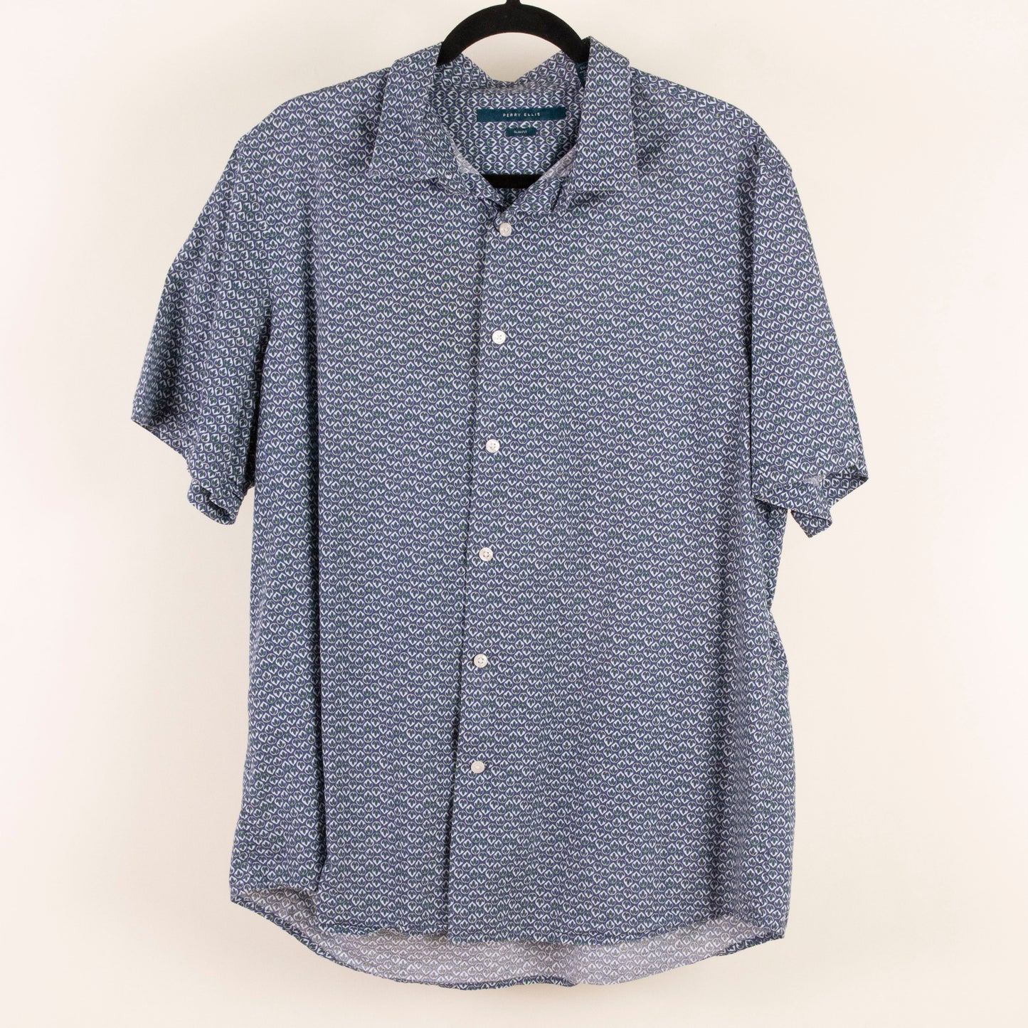 Camisa estampada azul (XL) Perry Ellis