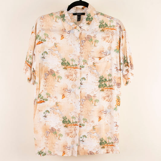 Camisa hawaiana beige (S) Forever 21
