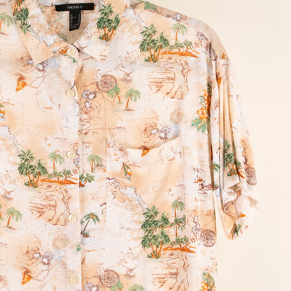 Camisa hawaiana beige (S) Forever 21