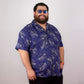Camisa hawaiana manga corta palmera azul