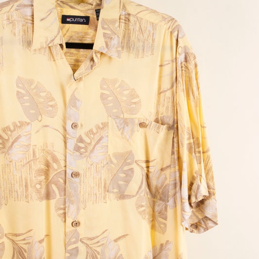 Camisa hawaiana amarillo (M) Puritan