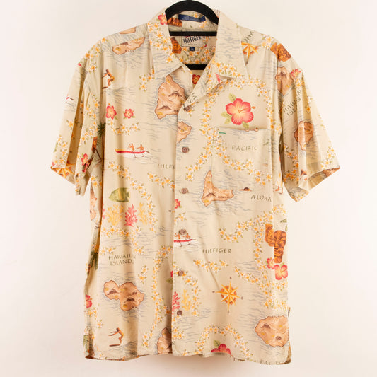 Camisa hawaiana beige (L) Hilfiger