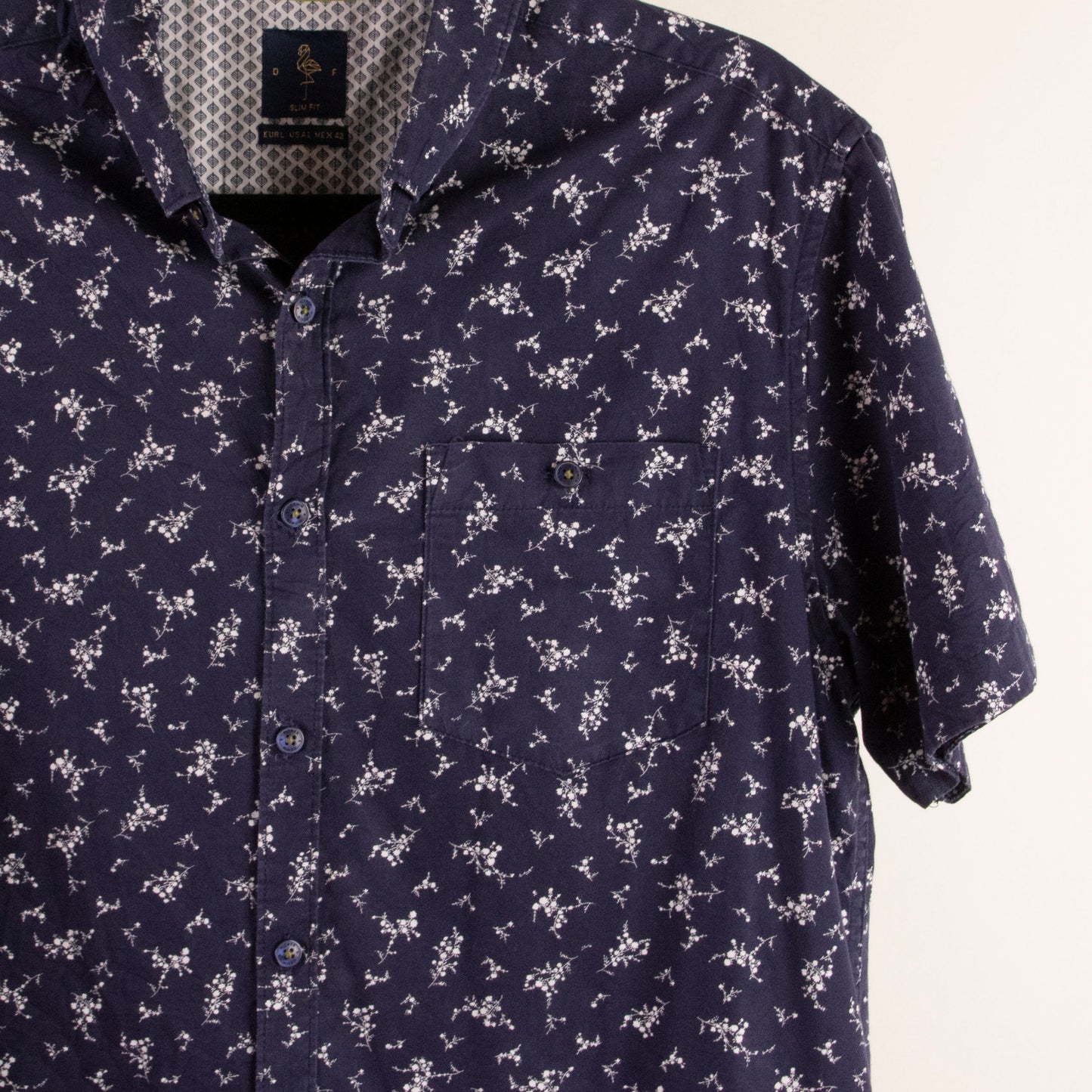 Camisa estampada azul marino (L) Denim & Flower