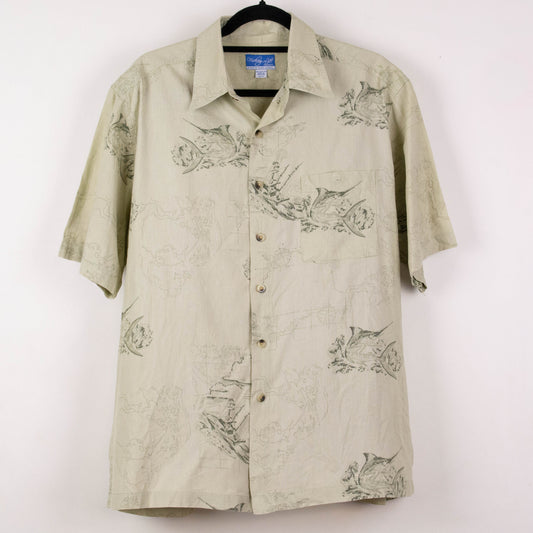 Camisa hawaiana verde (L) Fishing Lift