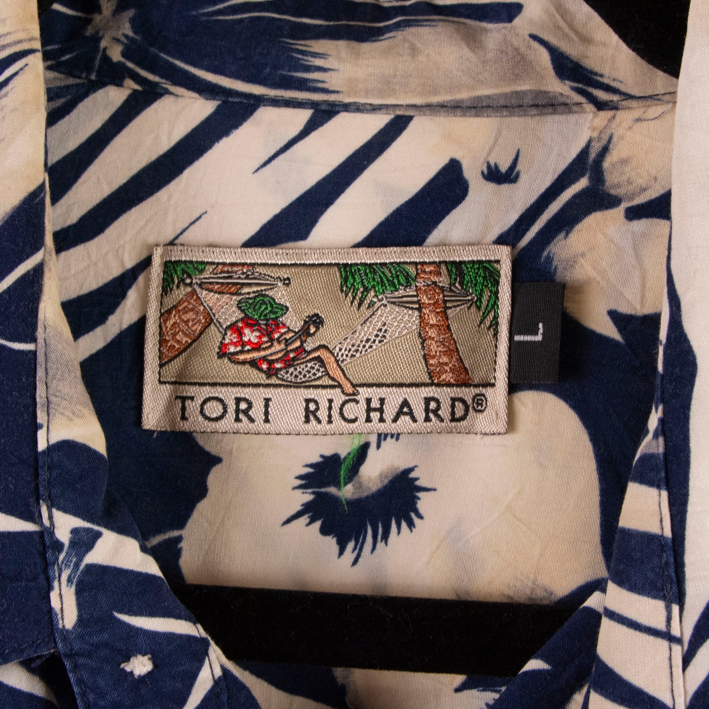 Camisa hawaiana azul marino (L) Tori Richard
