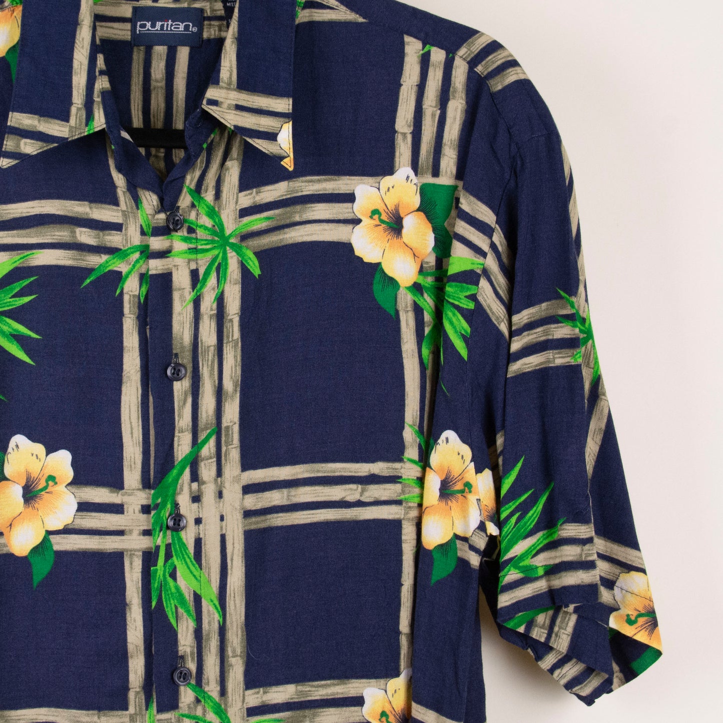 Camisa hawaiana azul (M) Puritan