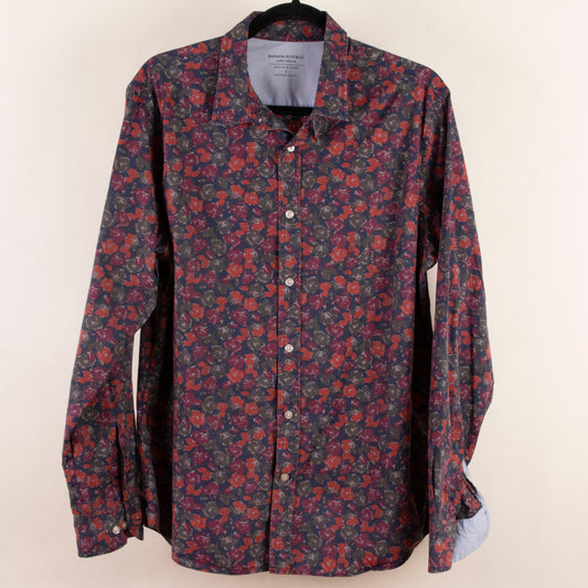 Camisa estampada azul marino (L) Banana Republic