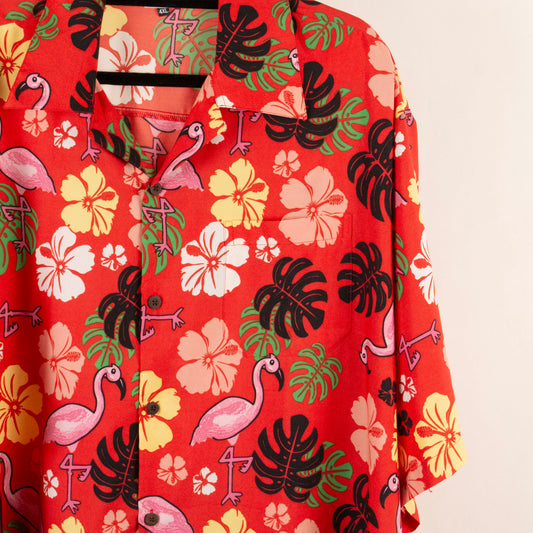 Camisa hawaiana rojo (4XL) Lvisl