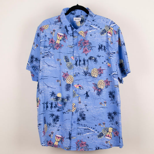 Camisa hawaiana azul (2XL) Haggar