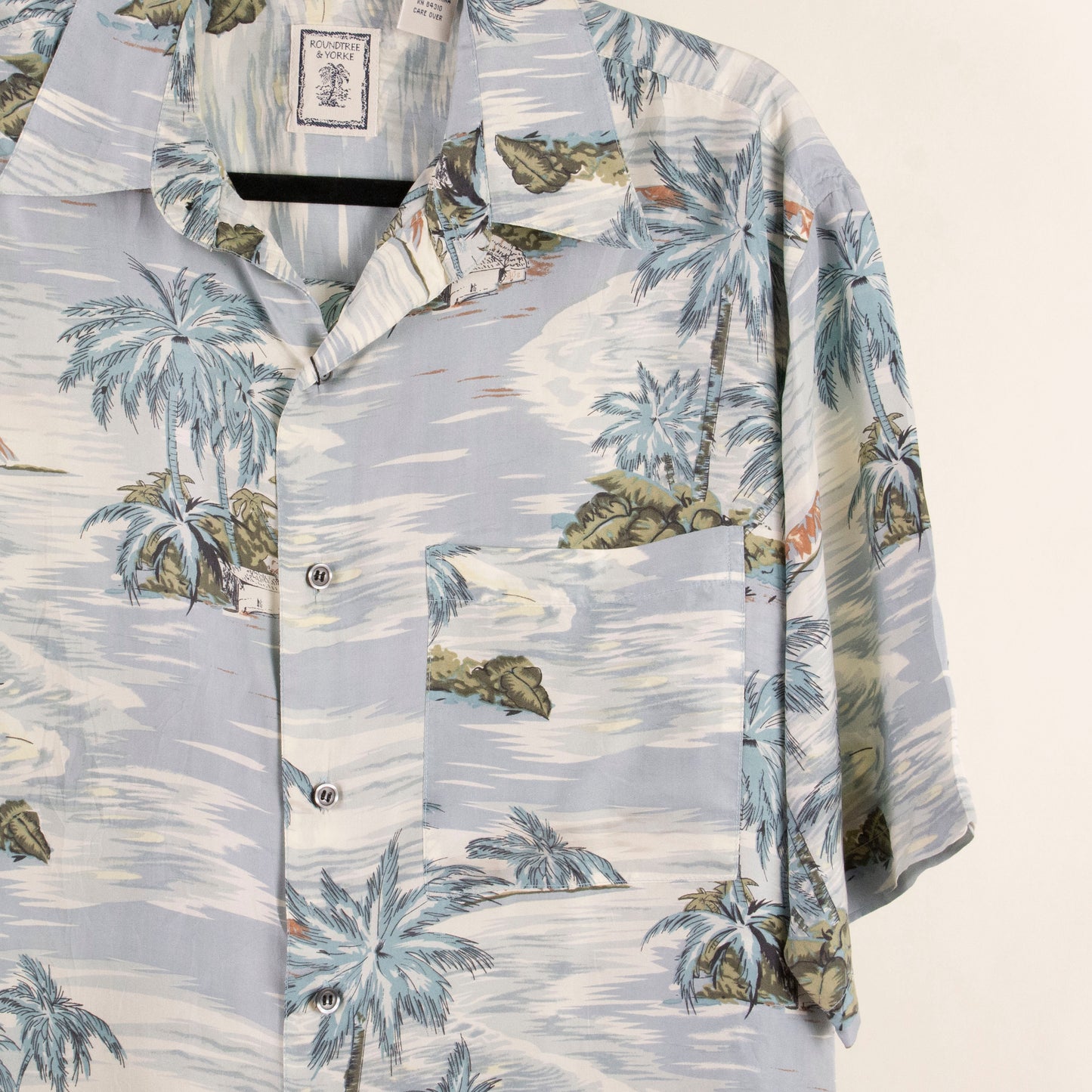 Camisa hawaiana azul (M) Roundtree & Yorke