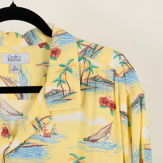 Camisa Hawaiana Amarillo (XL) Croft & Barrow