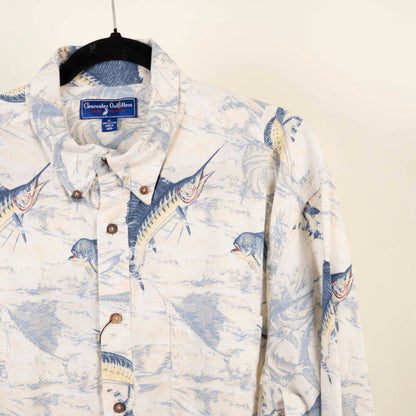 Camisa Estampada Manga Larga Blanco (XL) Clearwater Outfitters
