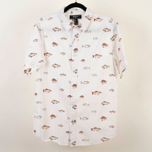 Camisa Estampada Blanco (L) Forever 21