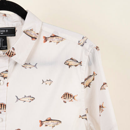 Camisa Estampada Blanco (L) Forever 21