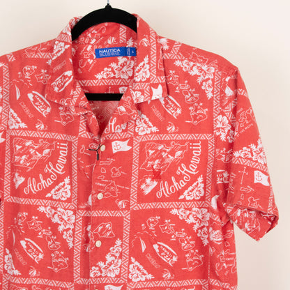 Camisa hawaiana roja (S) Nautica