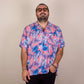 Camisa hawaiana manga corta monstera rosa