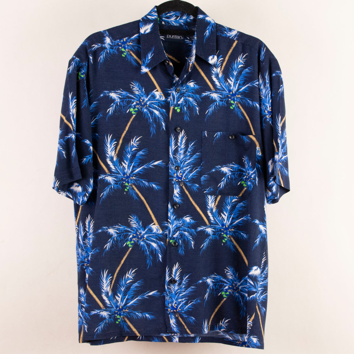 Camisa hawaiana azul marino (S) Puritan