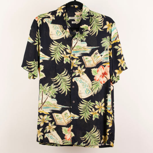 Camisa hawaiana negro (S) Batik Bay