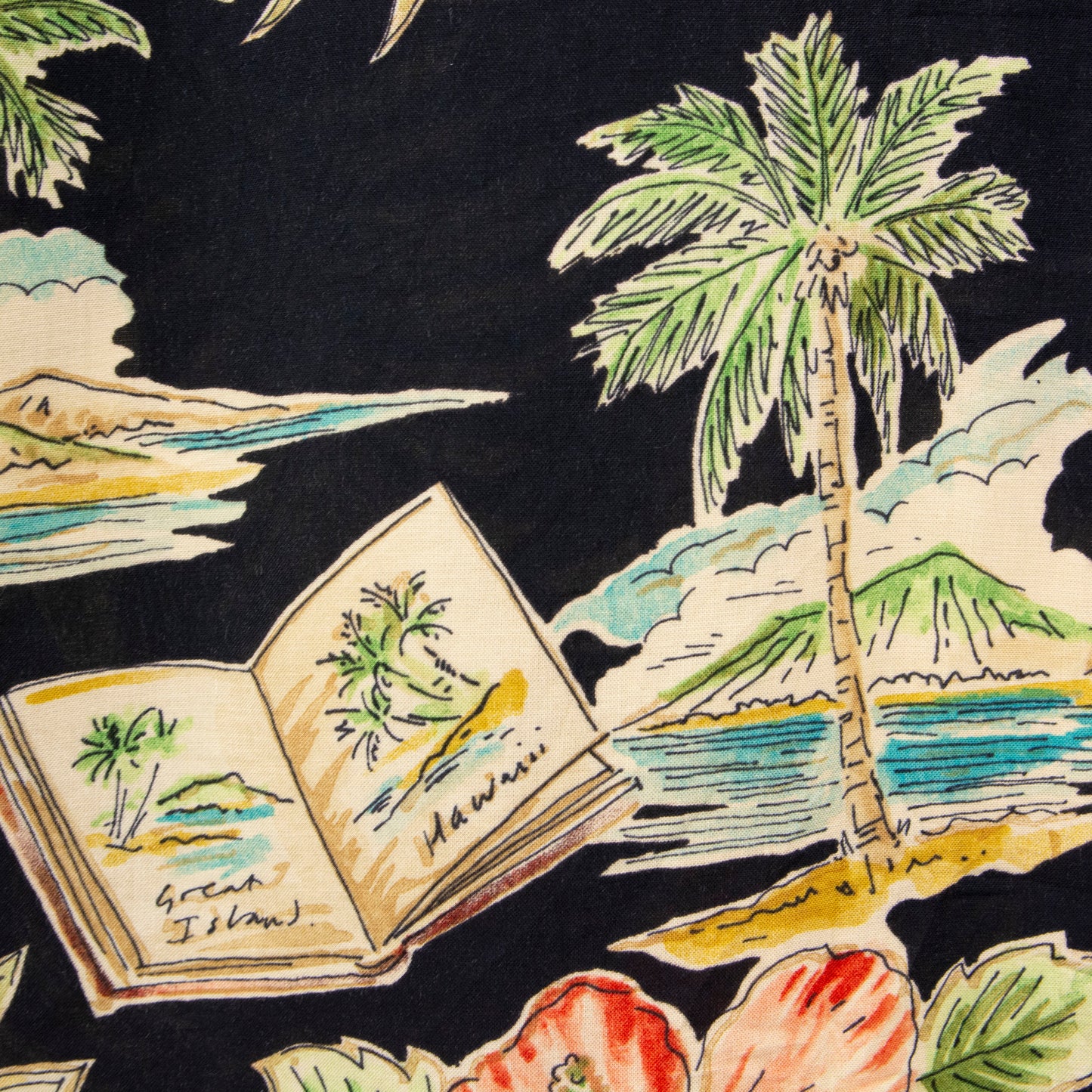 Camisa hawaiana negro (S) Batik Bay