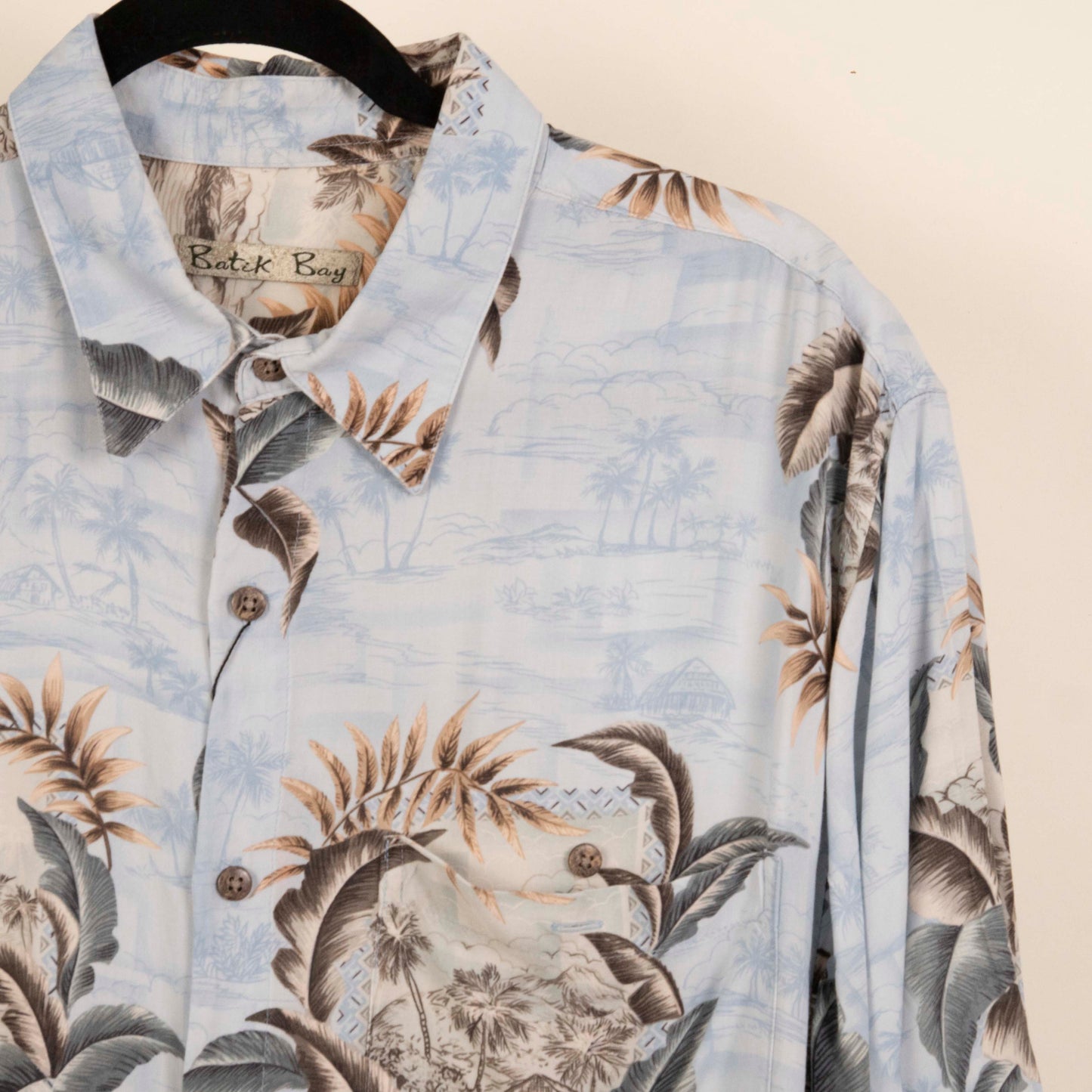 Camisa Hawaiana Azul (L) Rayon Batik Bay