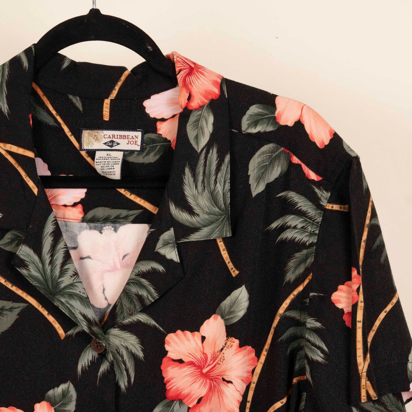 Camisa Hawaiana Negro (XL) Caribean Joe