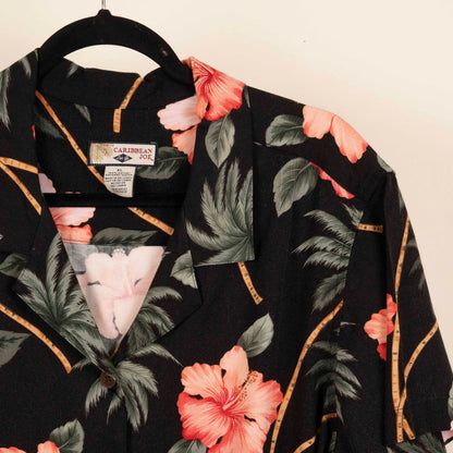 Camisa Hawaiana Negro (XL) Caribean Joe