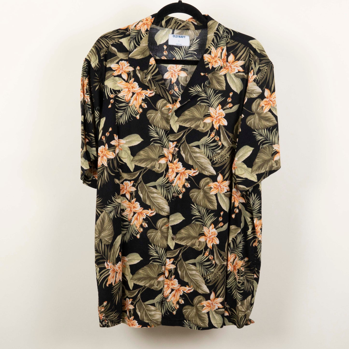 Camisa Hawaiana Negro (L) Old Navy