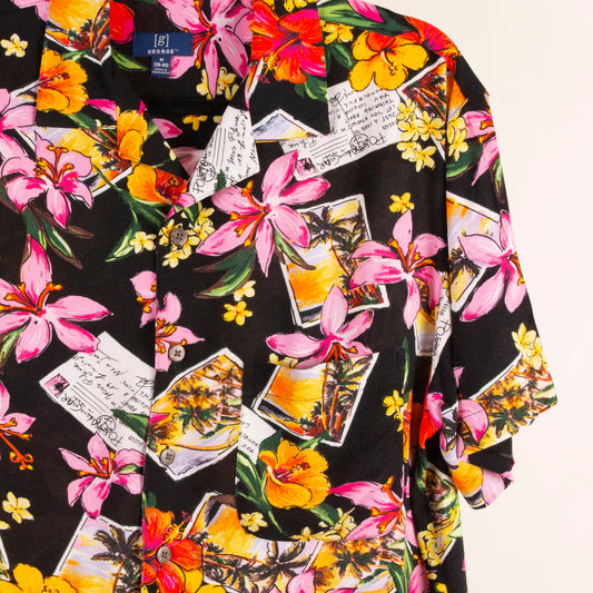 Camisa hawaiana negro (M) George