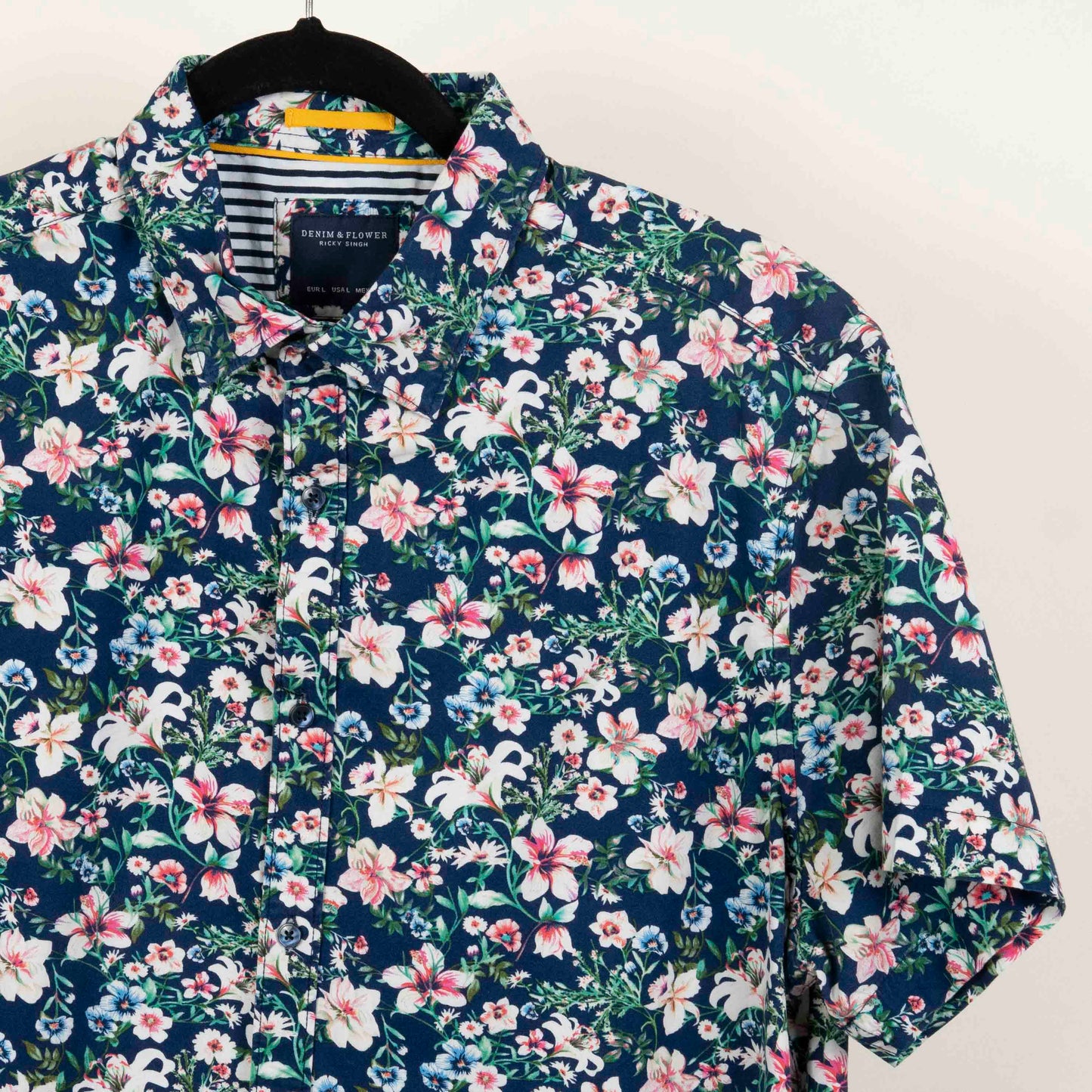 Camisa Estampada Azul (L) Denim & Flower