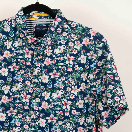 Camisa Estampada Azul (L) Denim & Flower