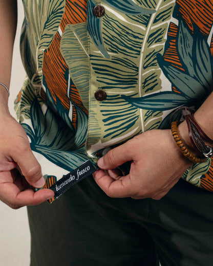 Camisa hawaiana manga corta verde Manglar