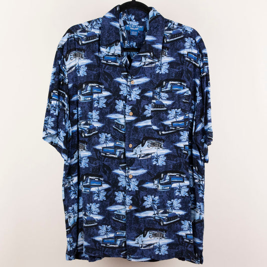 Camisa hawaiana azul (L) Puritan
