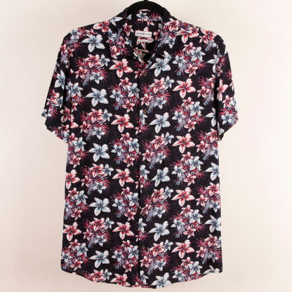 Camisa hawaiana negro (M) Johnny Cotton