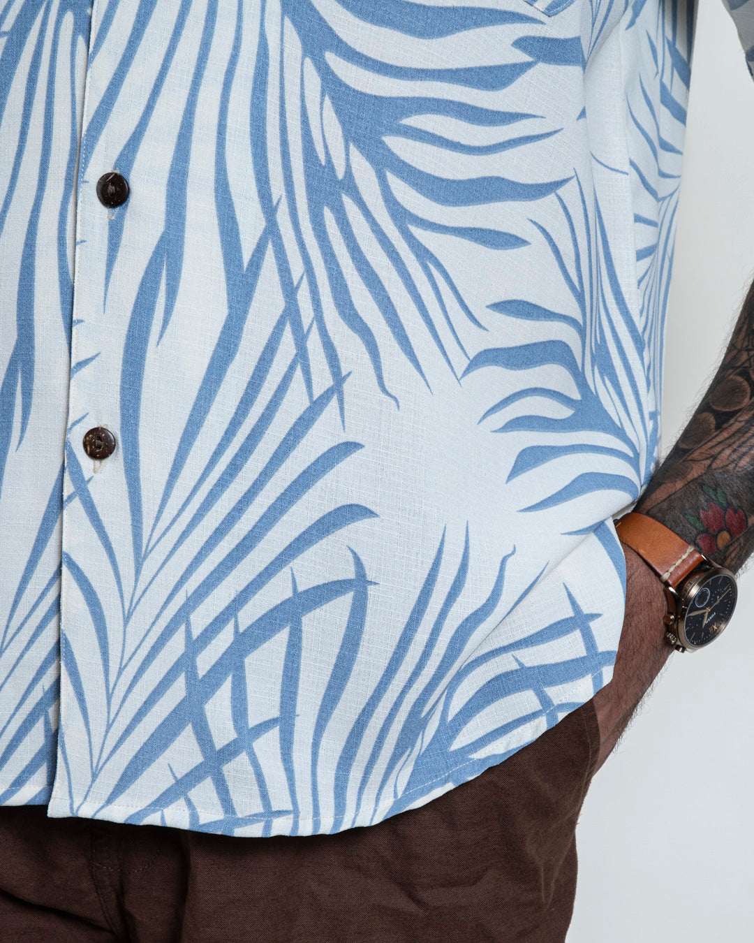 Camisa hawaiana blanca (L) Fresco Lab