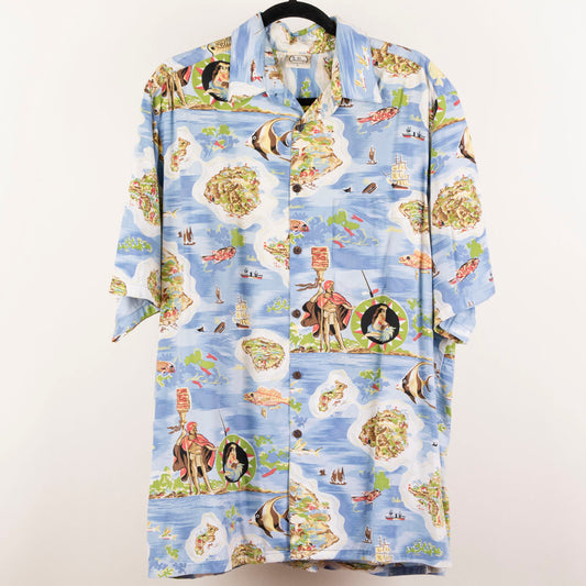 Camisa hawaiana azul (L) Go Barefoot