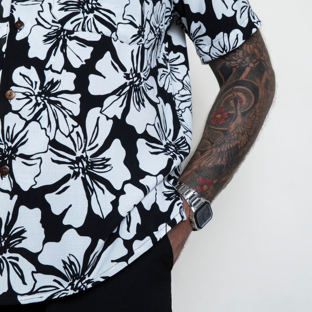 Camisa hawaiana negra (L) Fresco Lab