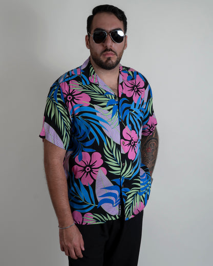 Camisa hawaiana negra (L) Fresco lab