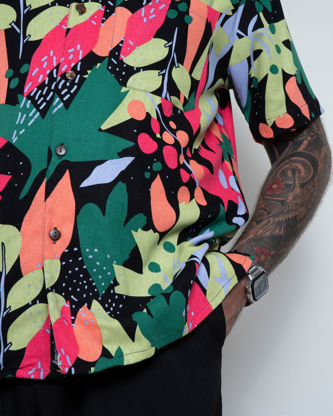 Camisa hawaiana negra (L) Fresco Lab