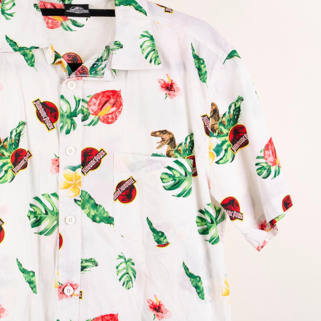 Camisa hawaiana blanca (S) Jurassic World