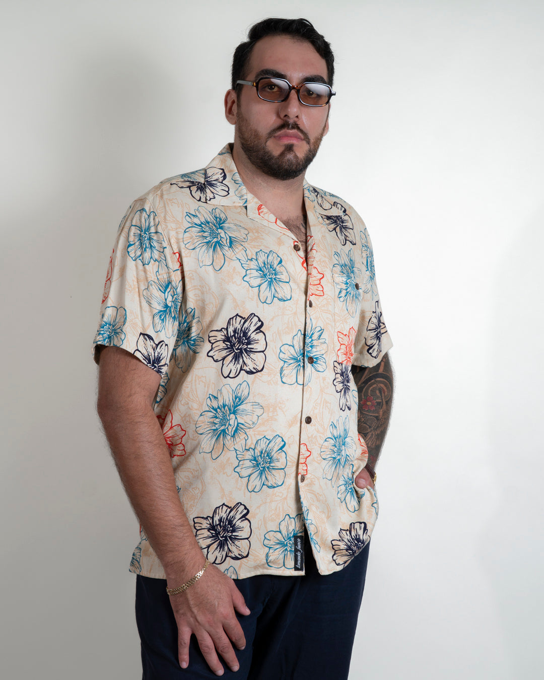 Camisa hawaiana beige (L) Fresco Lab