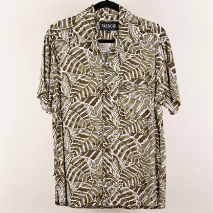 Camisa hawaiana manga corta hoja verde