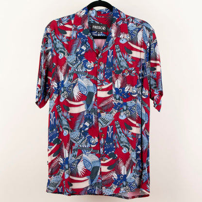 Camisa hawaiana manga corta Guacamaya rojo