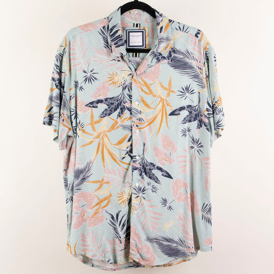Camisa hawaiana azul (L) Denim & flower