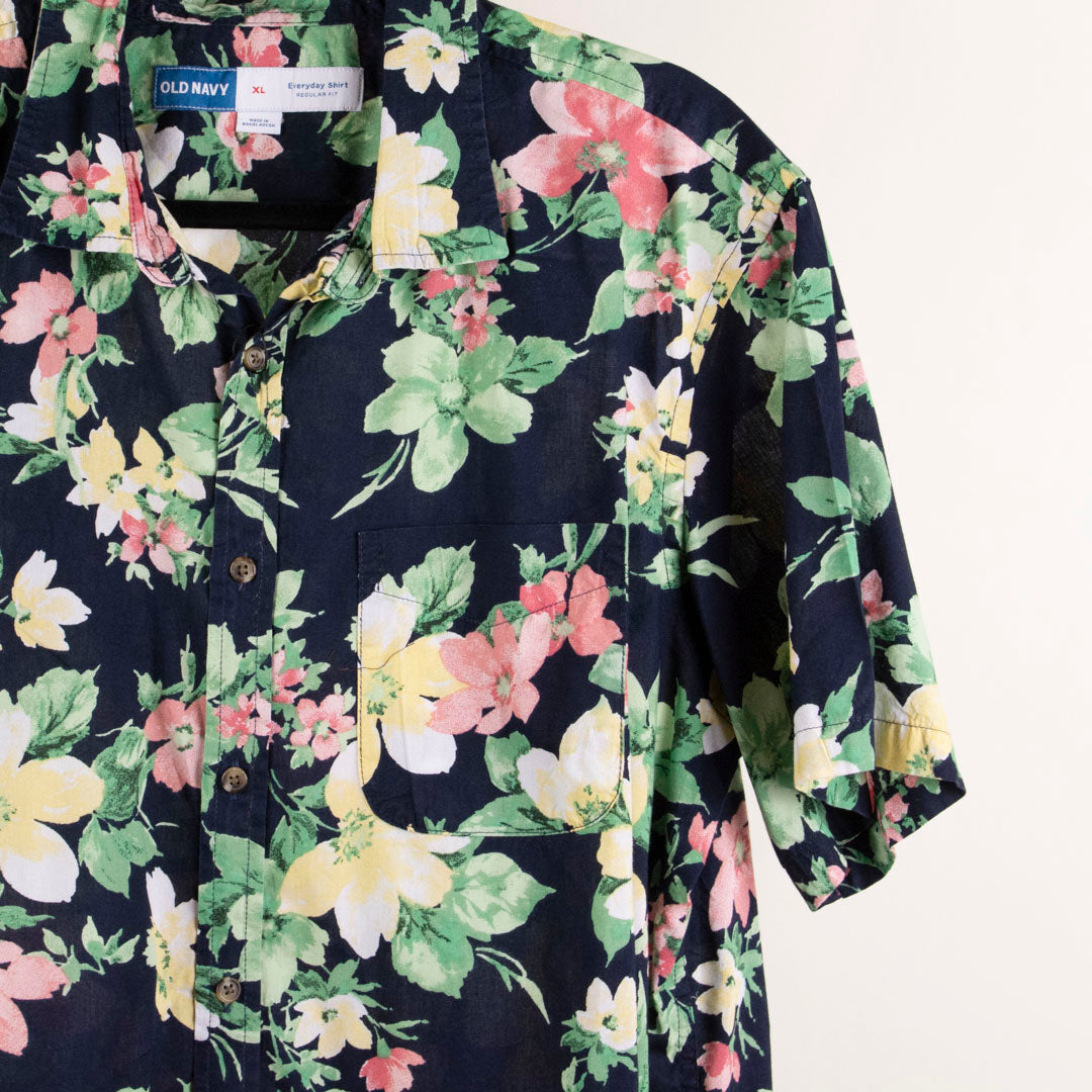 Camisa hawaiana negro (XL) Old navy